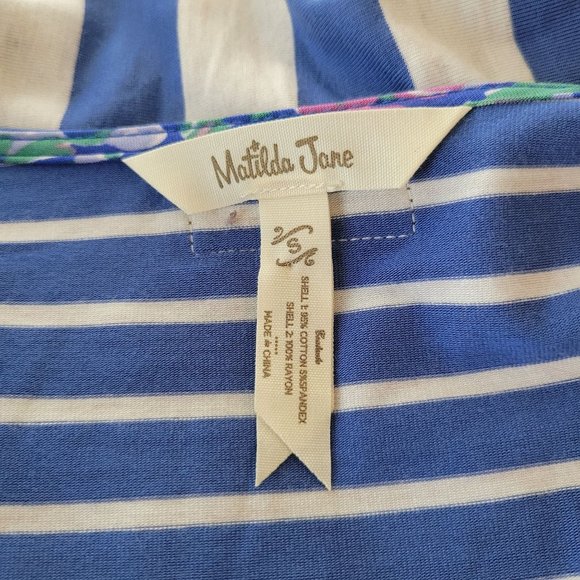 Matilda Jane S‎ Blue White Striped Maxi Dress Modest THE ROAD AHEAD - Picture 3 of 7